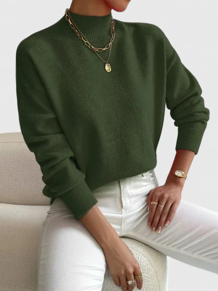 Women's Turtleneck Long Sleeve Sweater – Green