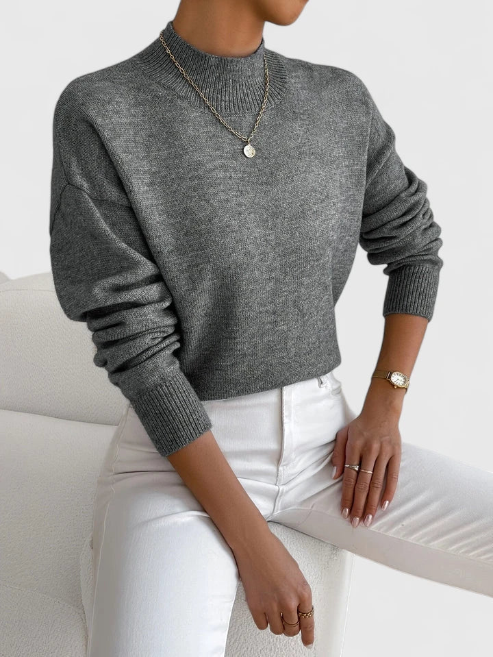 Women's Turtleneck Long Sleeve Sweater – Dark Grey