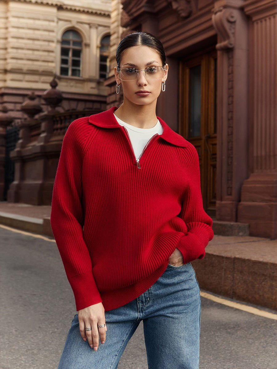 Women's Long Sleeve Sweater – Red