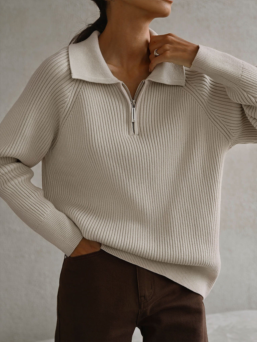 Women's Long Sleeve Sweater – Beige