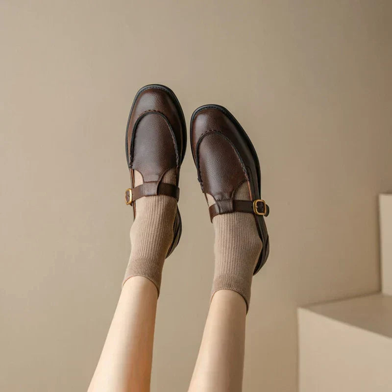 Women's T-Strap Mary Janes – Brown