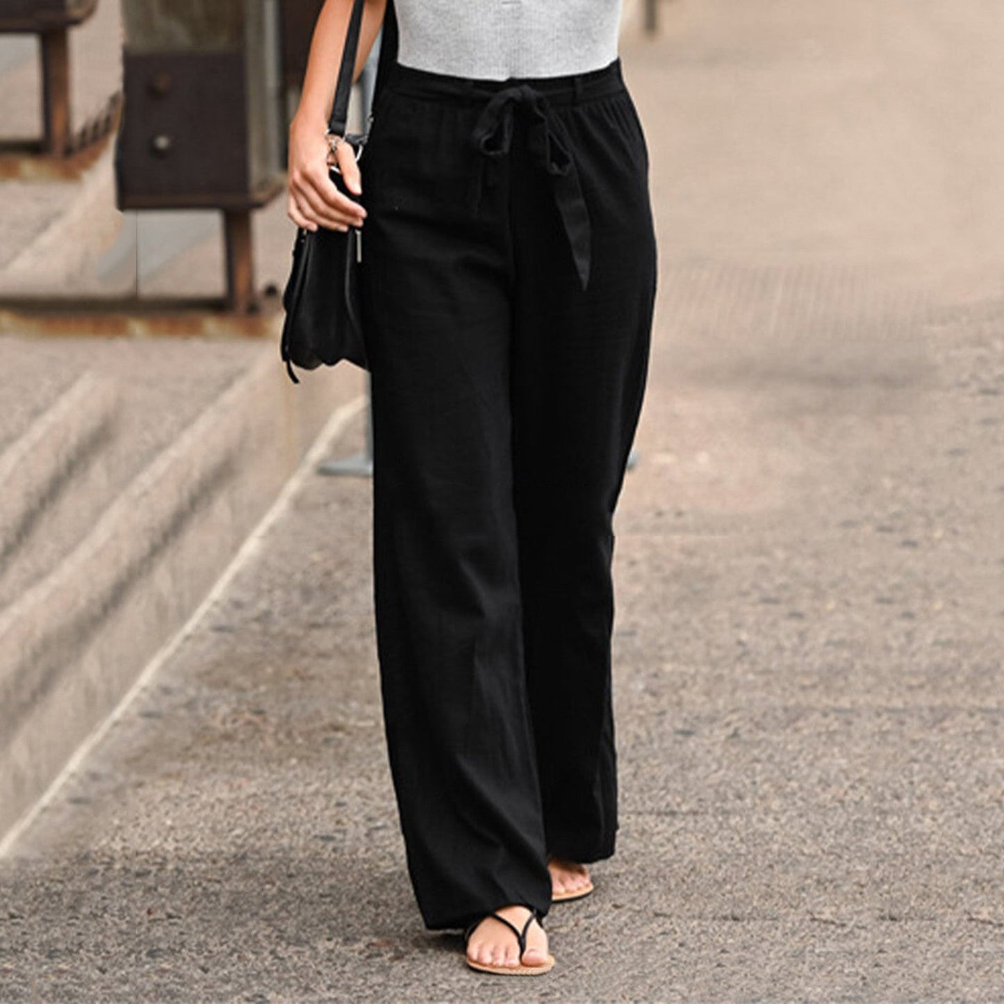 Women's Wide Leg High Waist Pants – Black