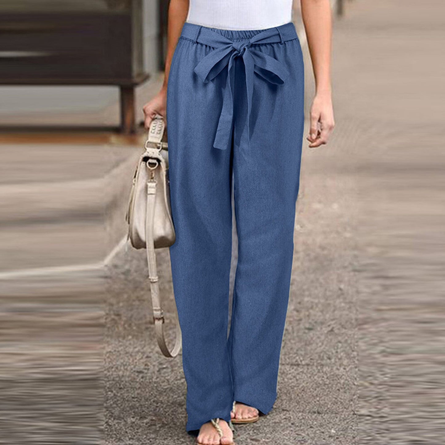 Women's Wide Leg High Waist Pants – Blue