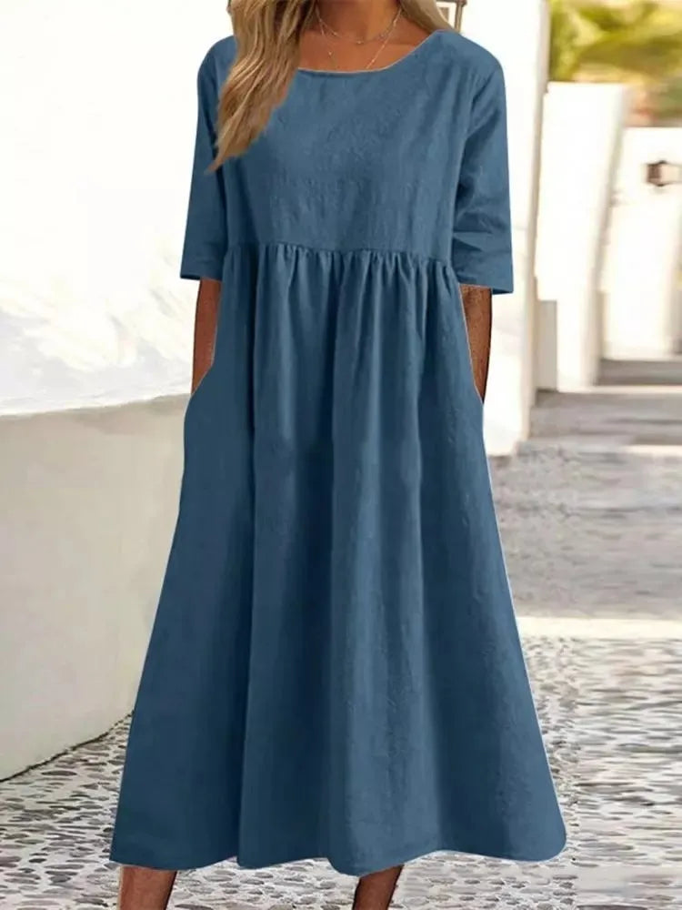 Women's Midi Dress – Navy Blue