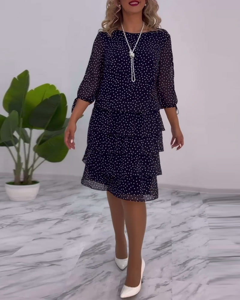 Women's Tiered Midi Dress – Navy Blue