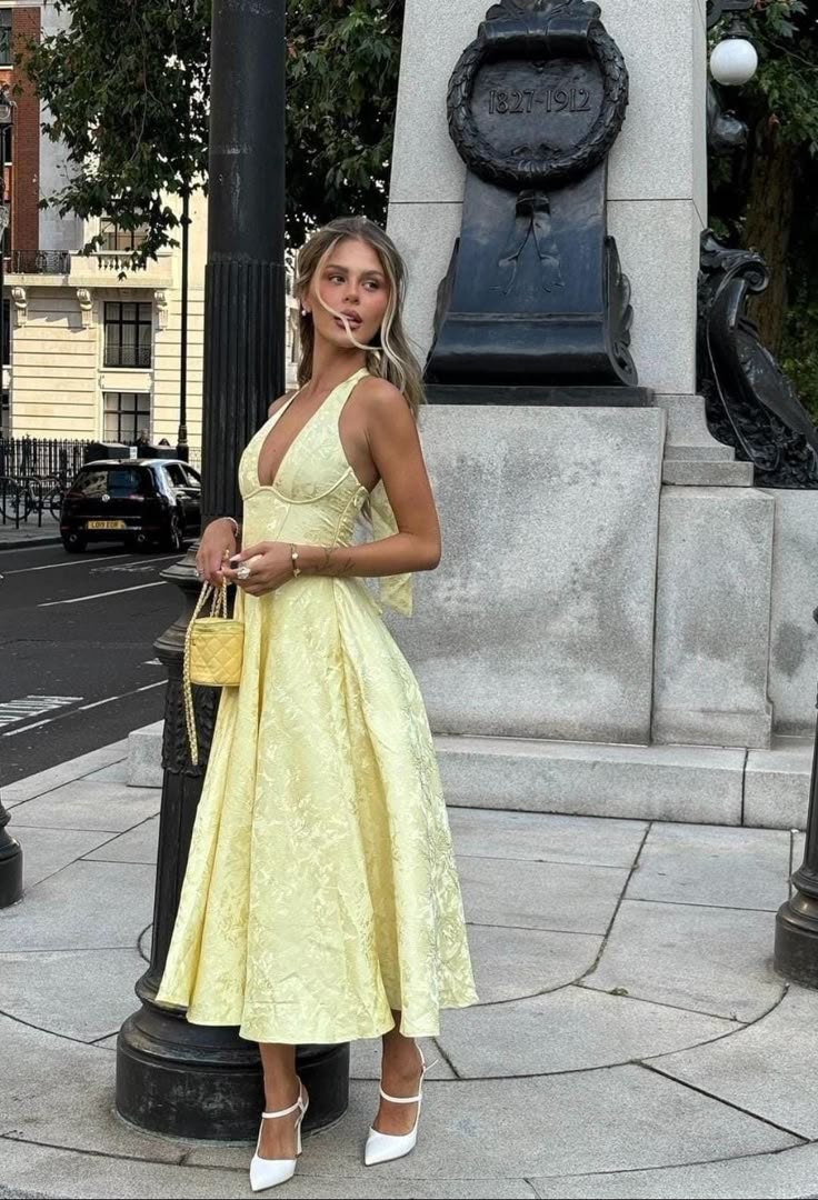 Women's V Neck Midi Dress