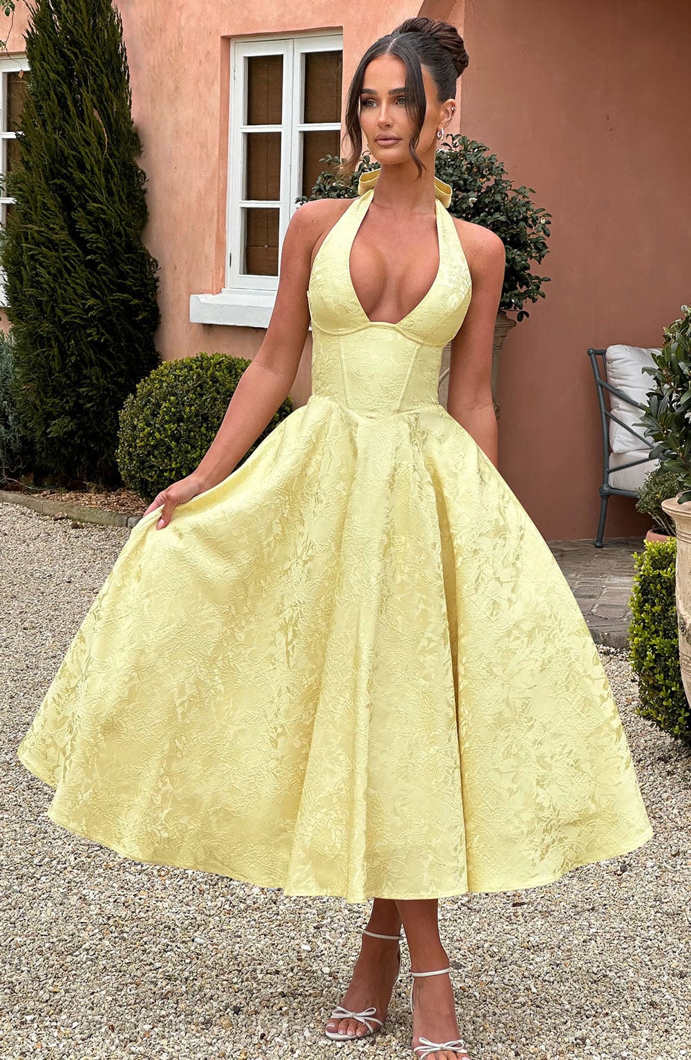 Women's V Neck Midi Dress
