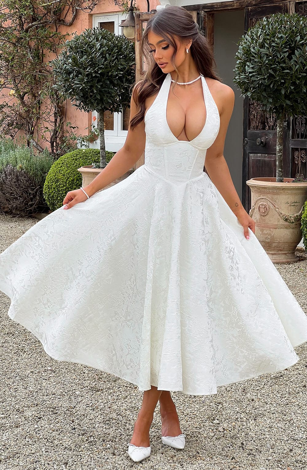 Women's V Neck Midi Dress
