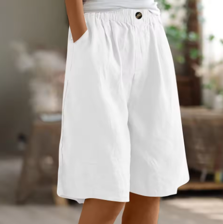 Women's High Waist Shorts – White