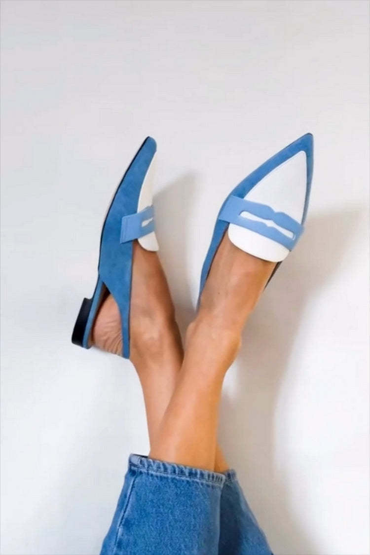 Women's Slingback Loafers – Blue/white