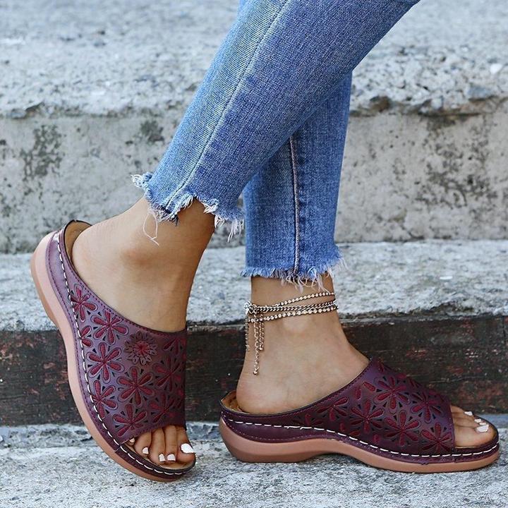 Women's Orthopedic Sandals – Wine Red
