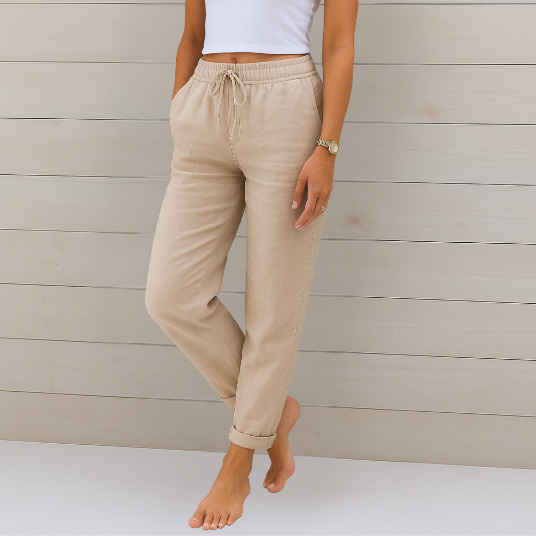 Women's Drawstring Pants – Beige