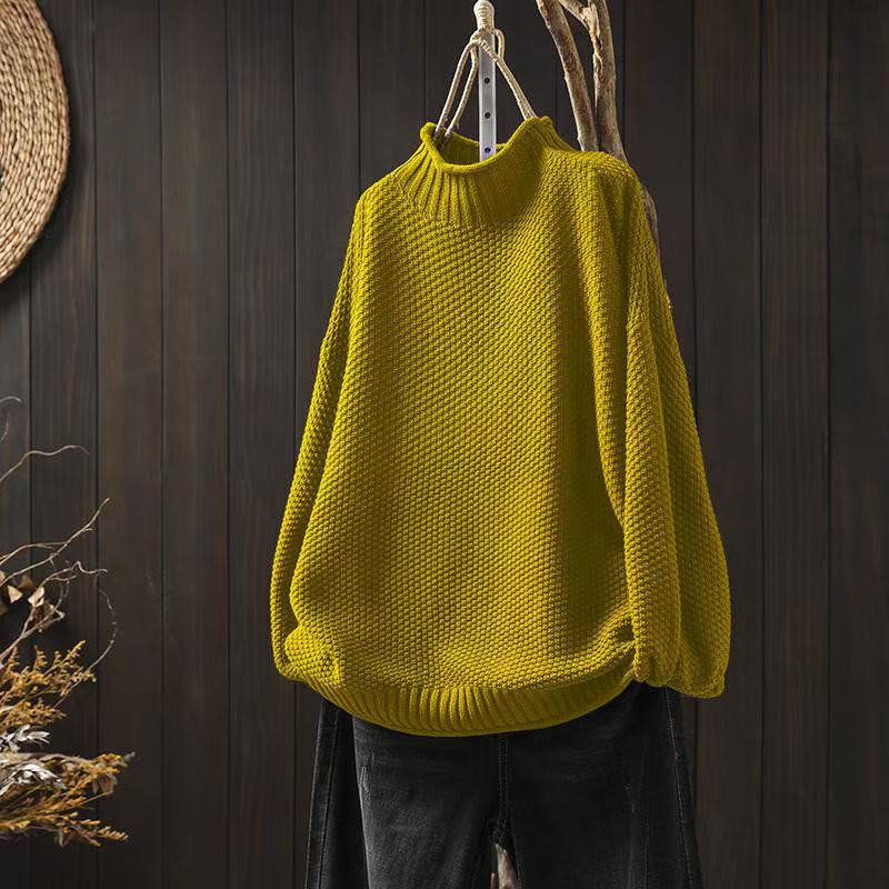 Women's Turtleneck Long Sleeve Sweater – Yellow