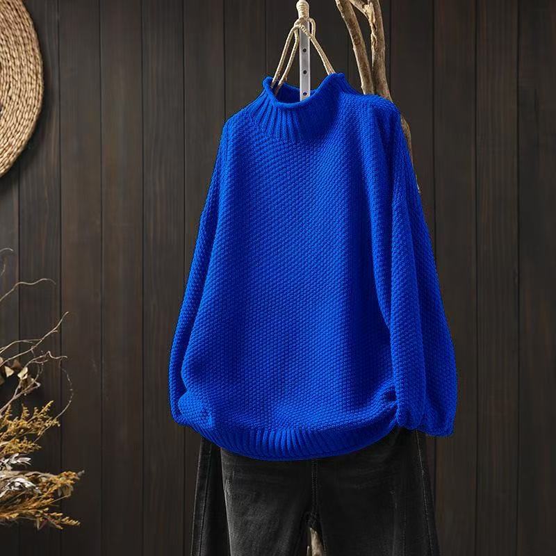 Women's Turtleneck Long Sleeve Sweater – Blue