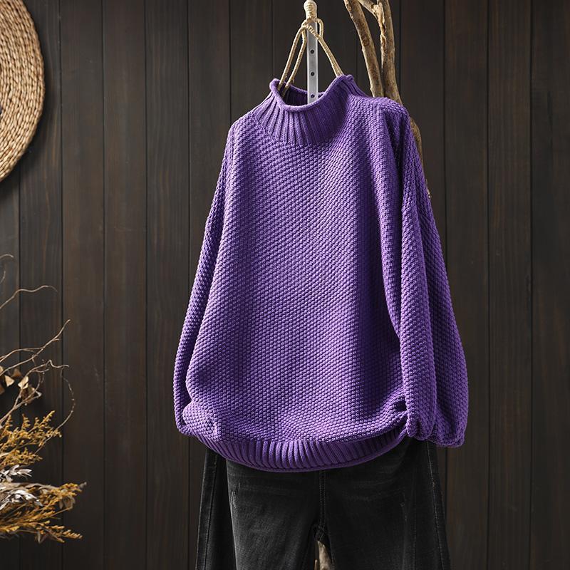 Women's Turtleneck Long Sleeve Sweater – Purple