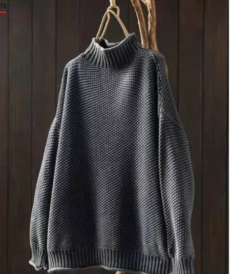 Women's Turtleneck Long Sleeve Sweater – Grey