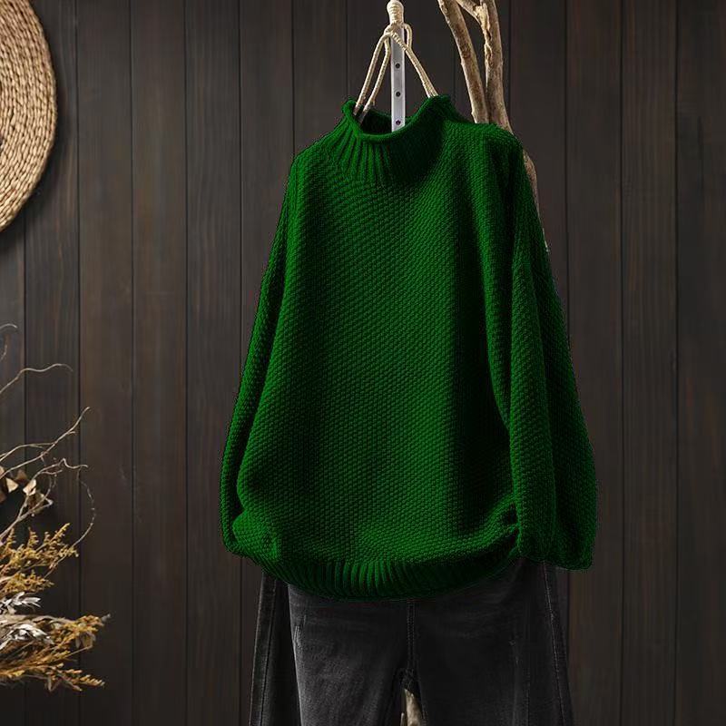Women's Turtleneck Long Sleeve Sweater – Dark Green