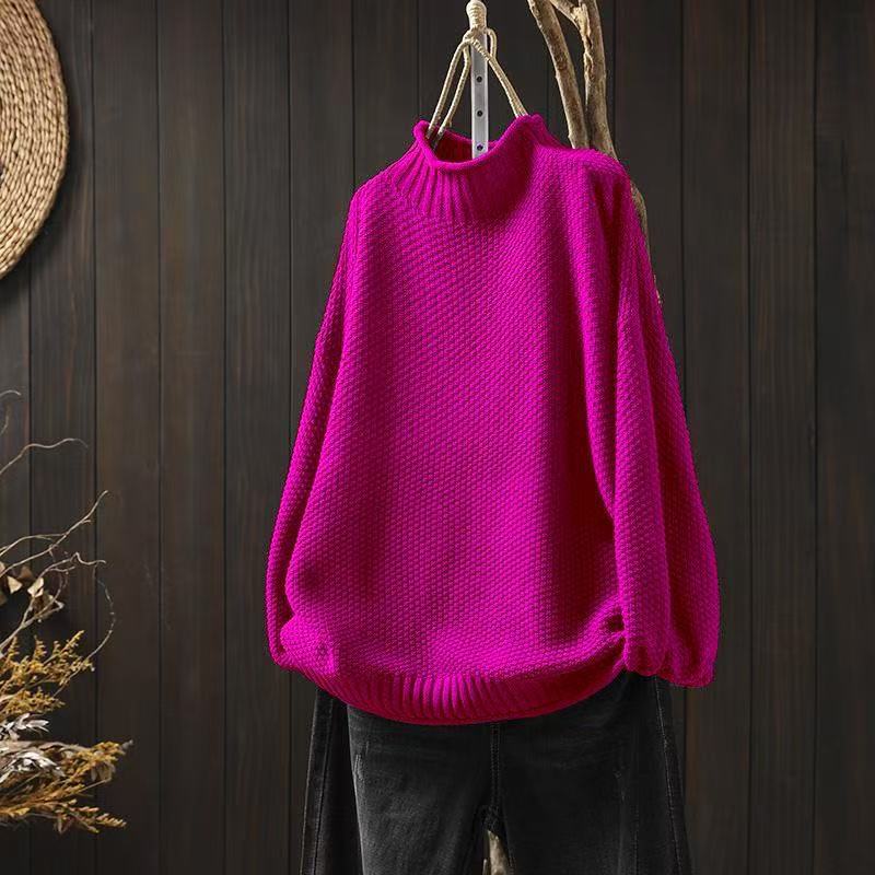 Women's Turtleneck Long Sleeve Sweater – Pink