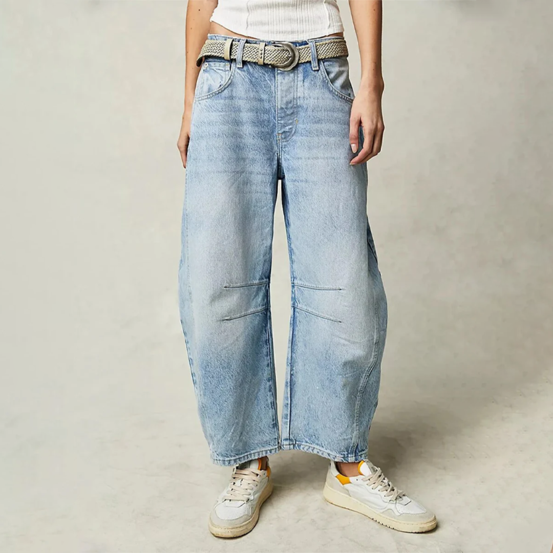 Women's Barrel Leg High Waist Jeans – Light Blue