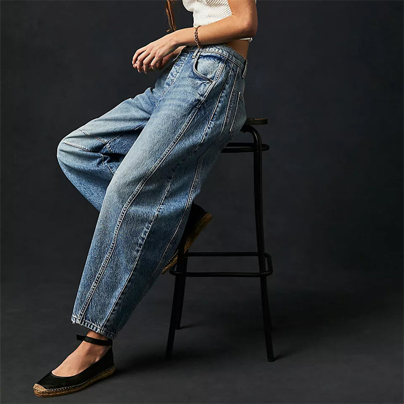 Women's Barrel Leg High Waist Jeans