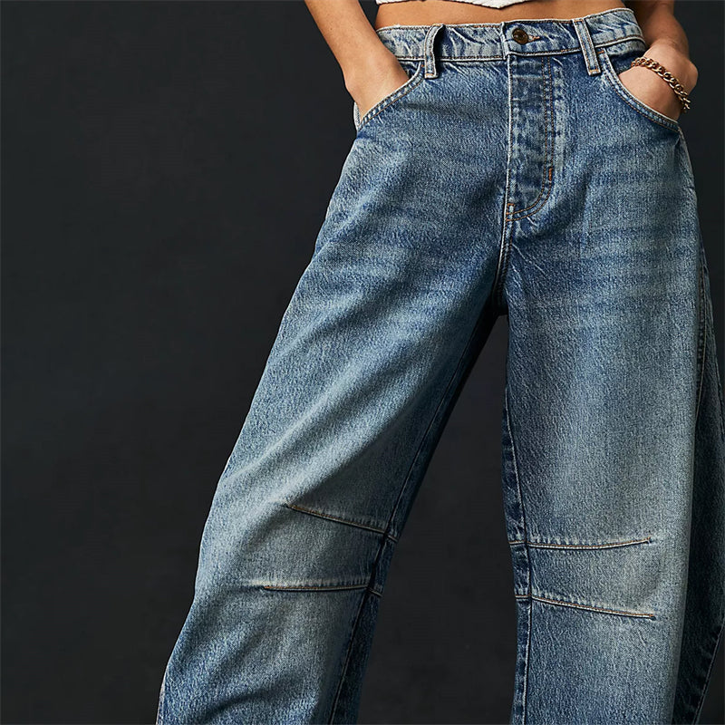 Women's Barrel Leg High Waist Jeans