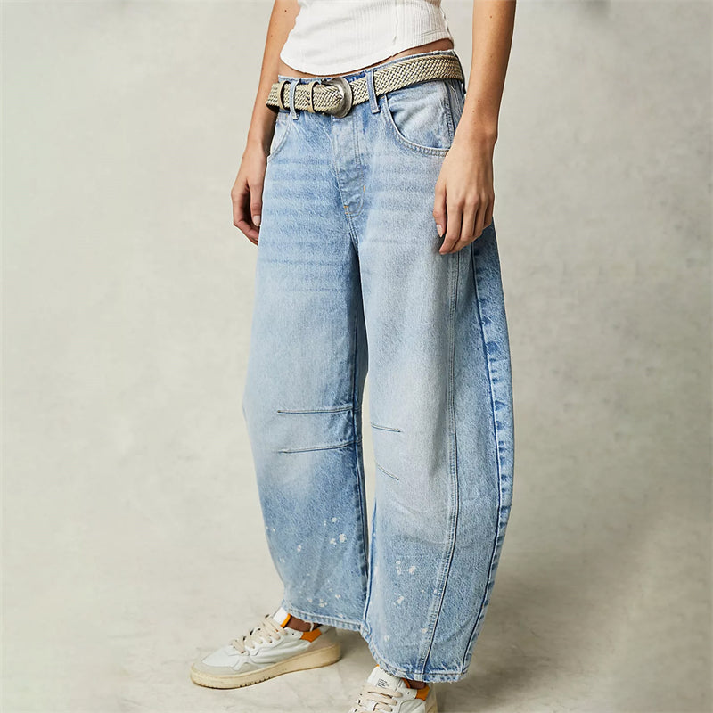Women's Barrel Leg High Waist Jeans