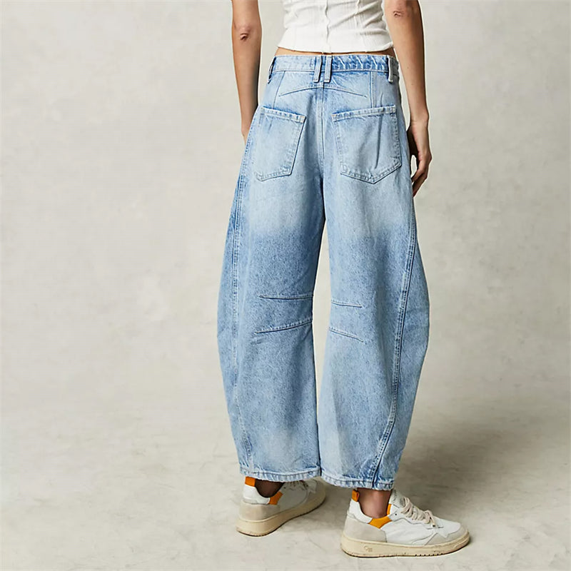Women's Barrel Leg High Waist Jeans