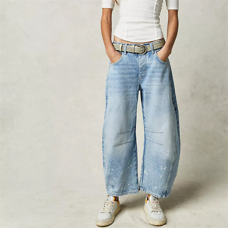 Women's Barrel Leg High Waist Jeans