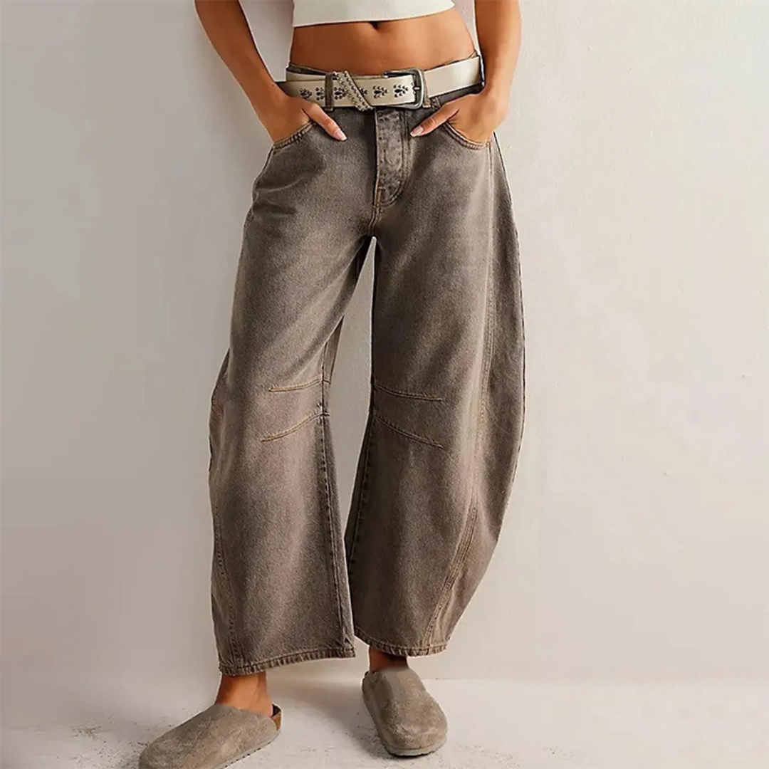 Women's Barrel Leg High Waist Jeans – Dark Grey