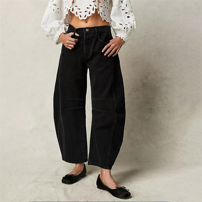 Women's Barrel Leg High Waist Jeans – Black