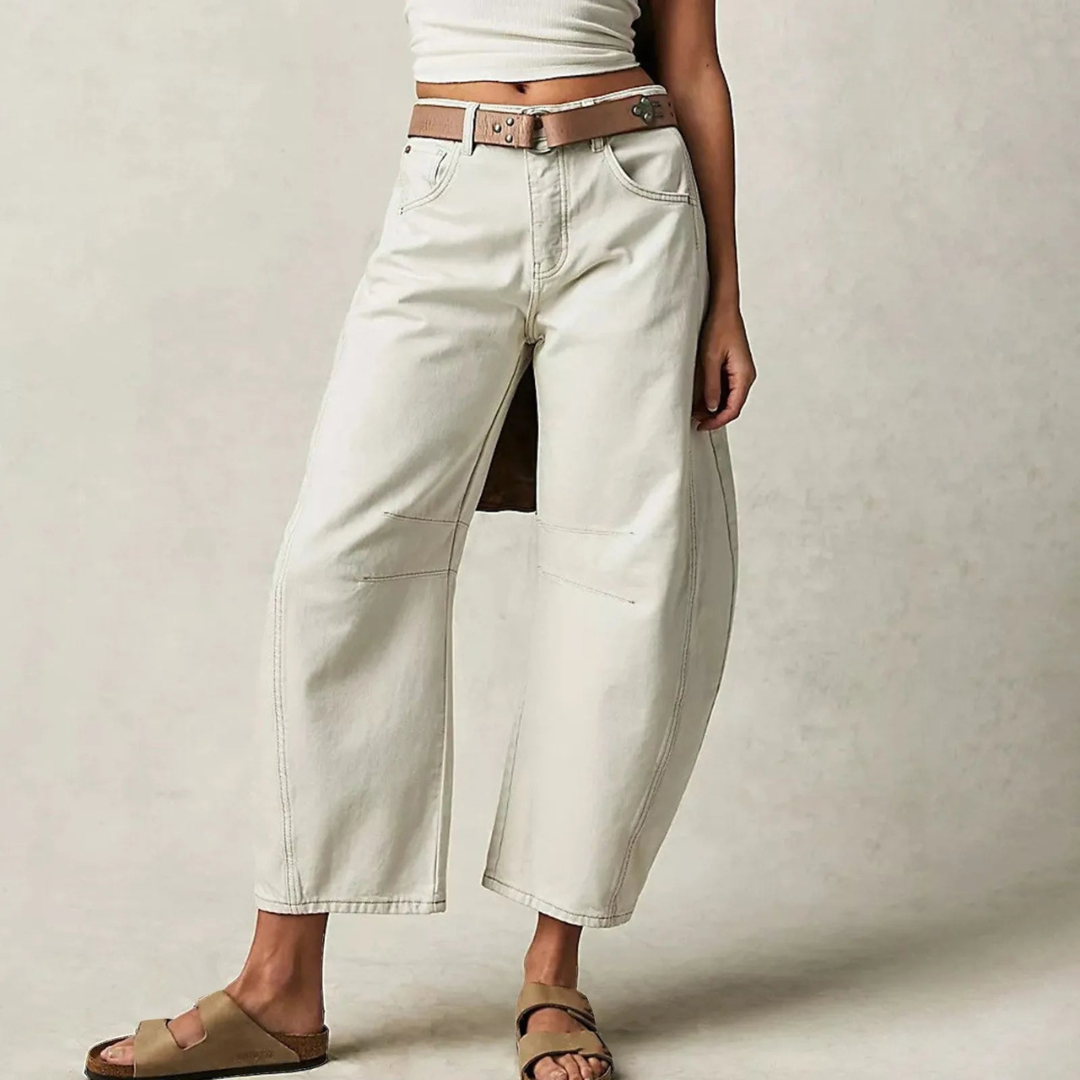 Women's Barrel Leg High Waist Jeans – White