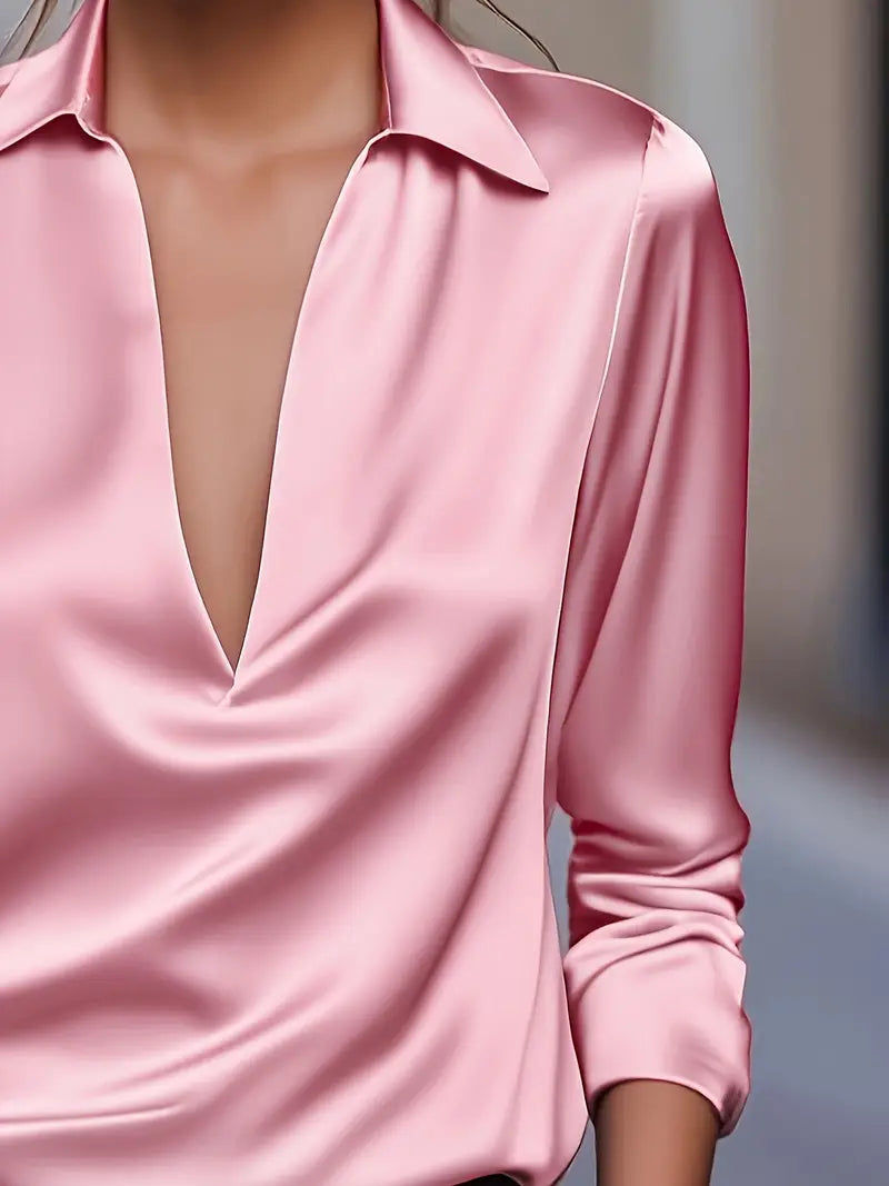 Women's V Neck Long Sleeve Blouse