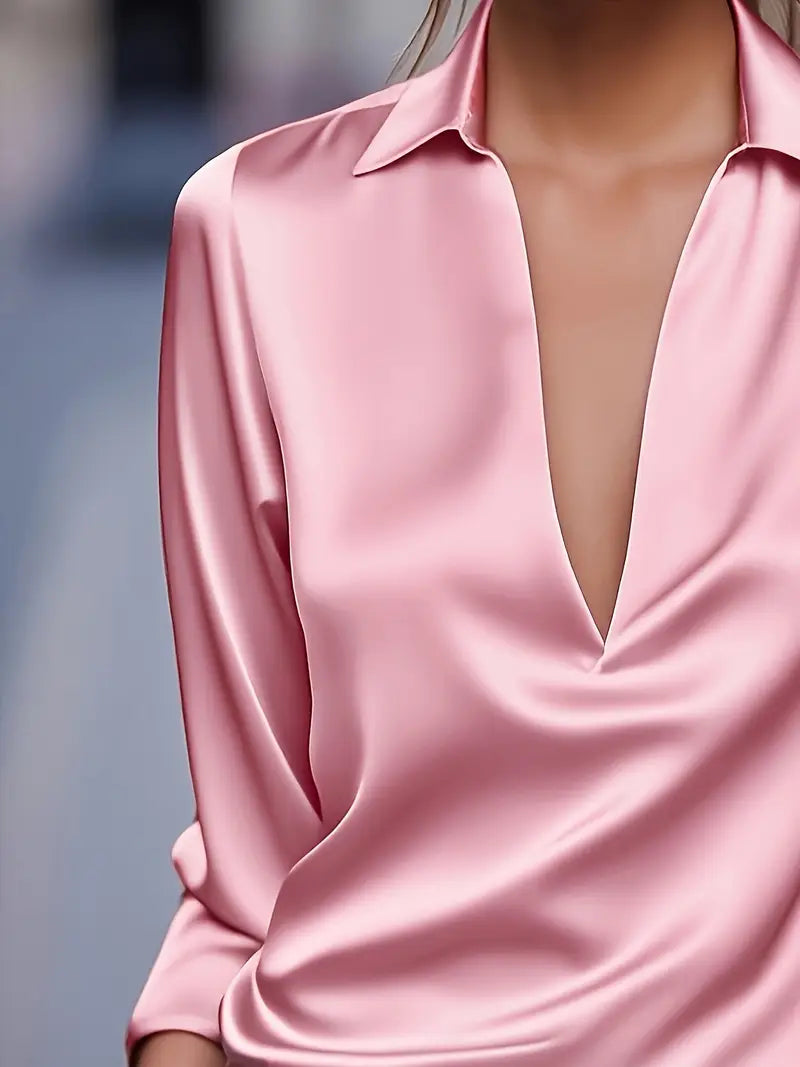 Women's V Neck Long Sleeve Blouse