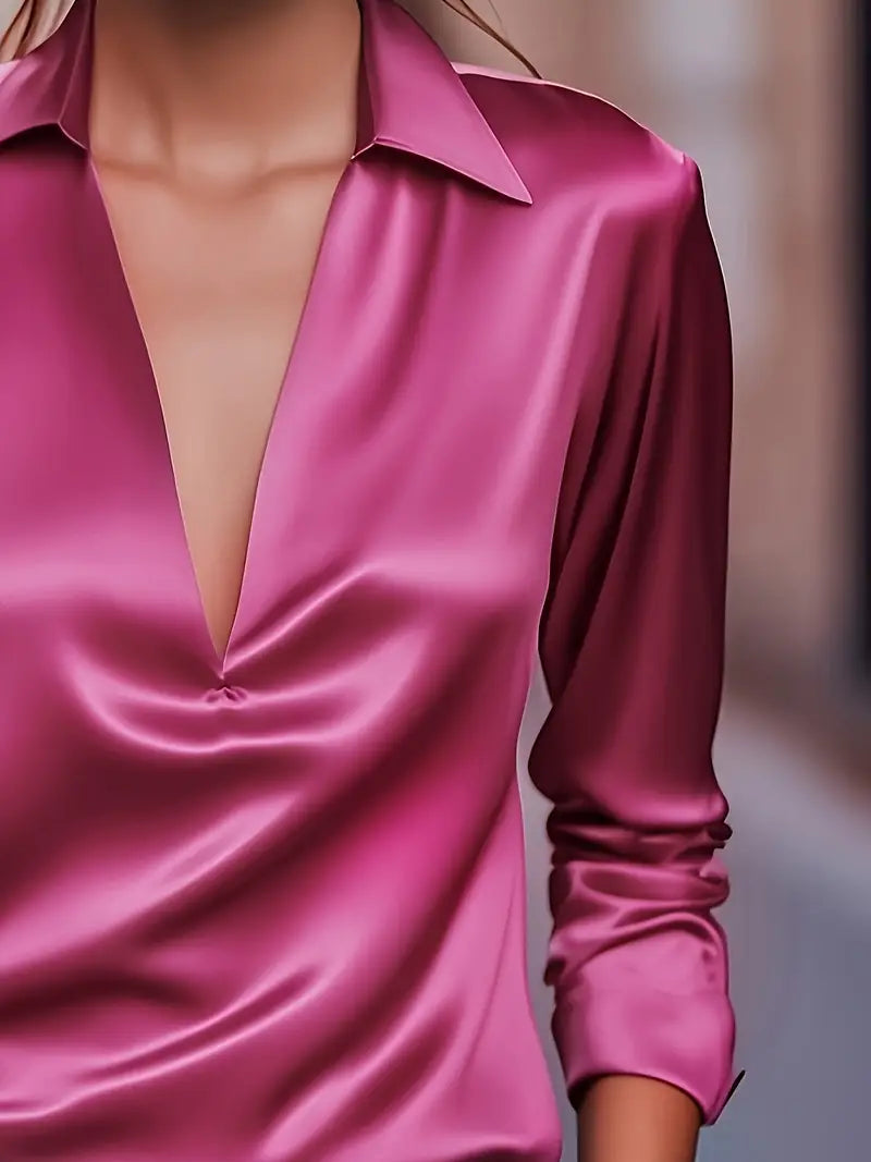 Women's V Neck Long Sleeve Blouse