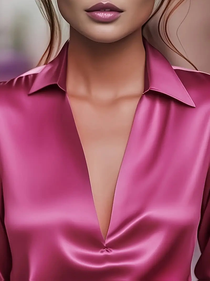 Women's V Neck Long Sleeve Blouse