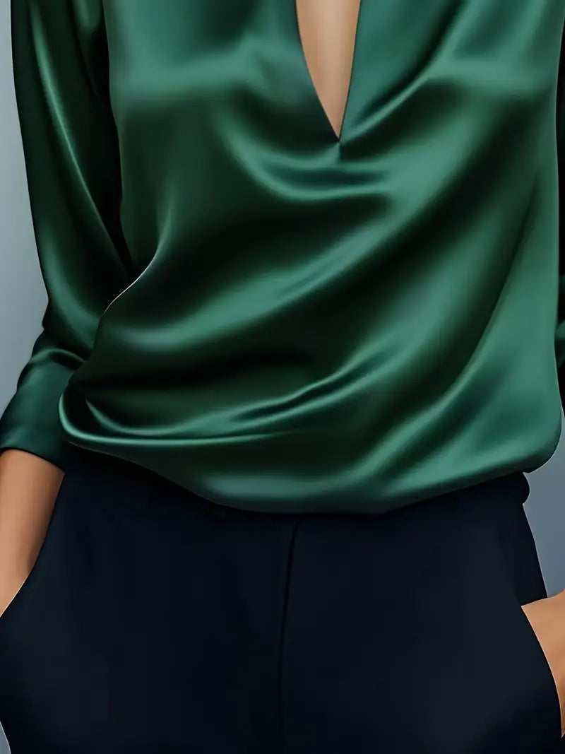 Women's V Neck Long Sleeve Blouse