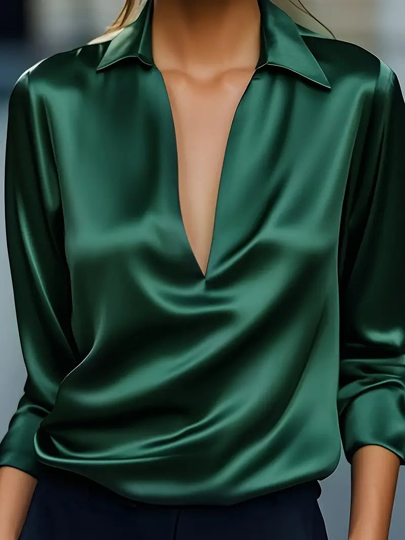 Women's V Neck Long Sleeve Blouse