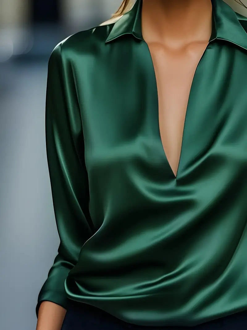 Women's V Neck Long Sleeve Blouse