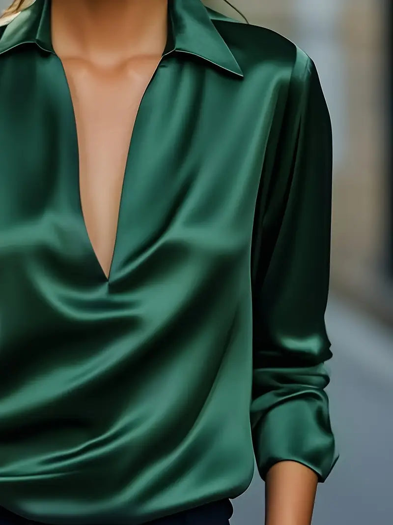 Women's V Neck Long Sleeve Blouse