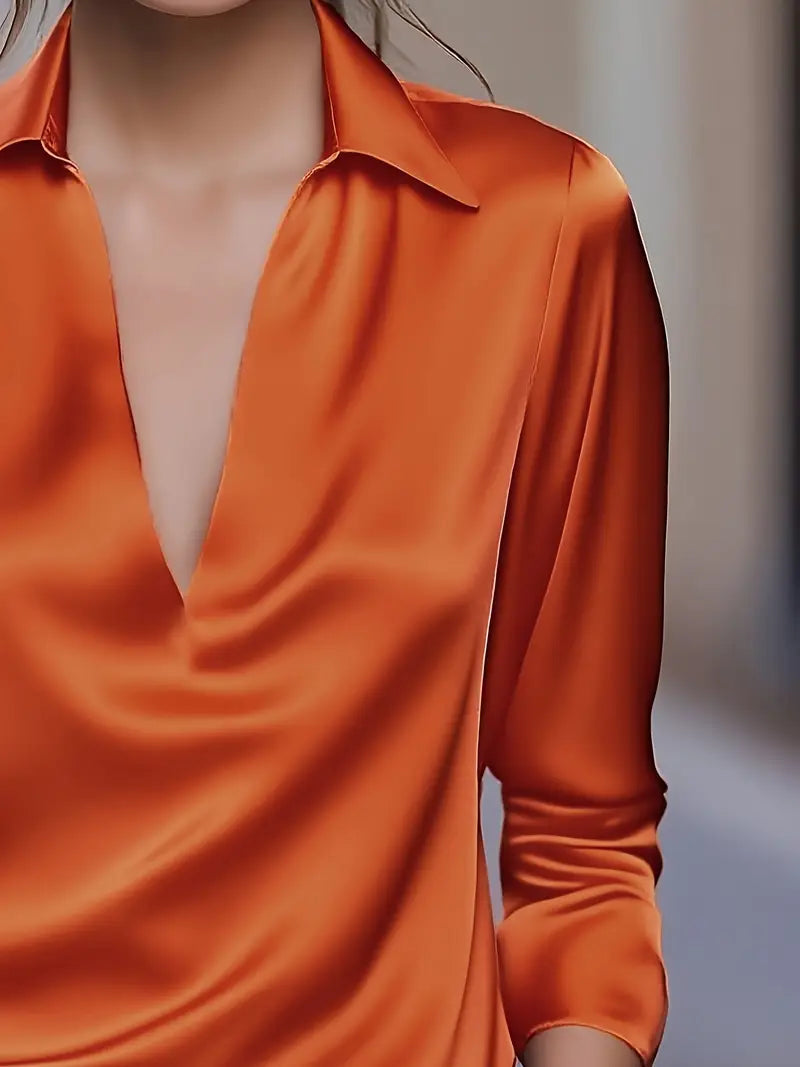 Women's V Neck Long Sleeve Blouse