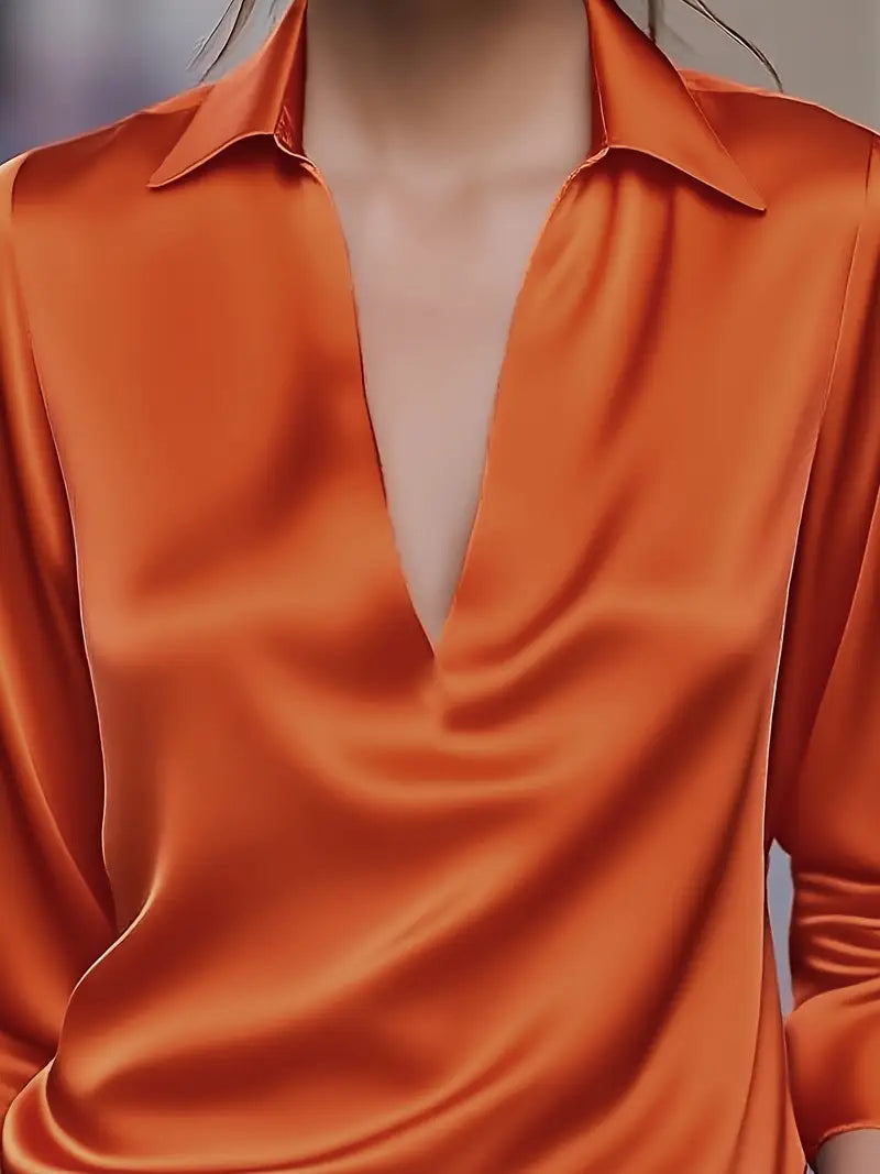 Women's V Neck Long Sleeve Blouse