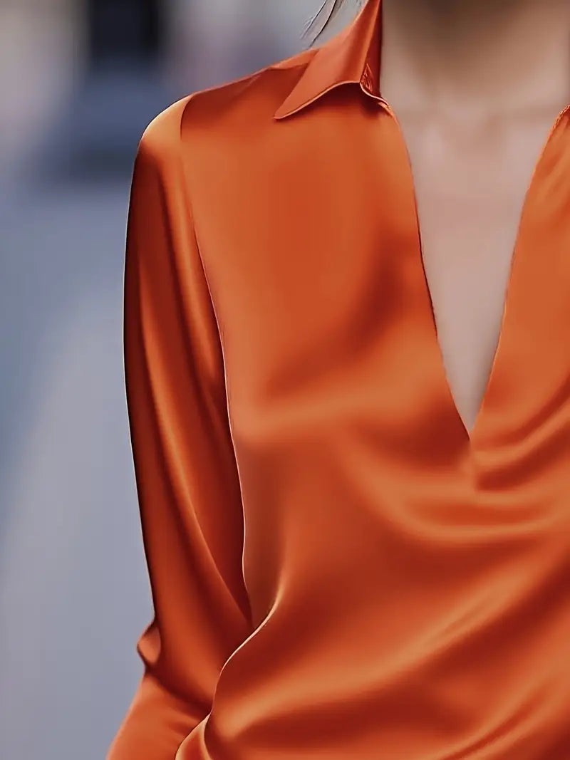 Women's V Neck Long Sleeve Blouse