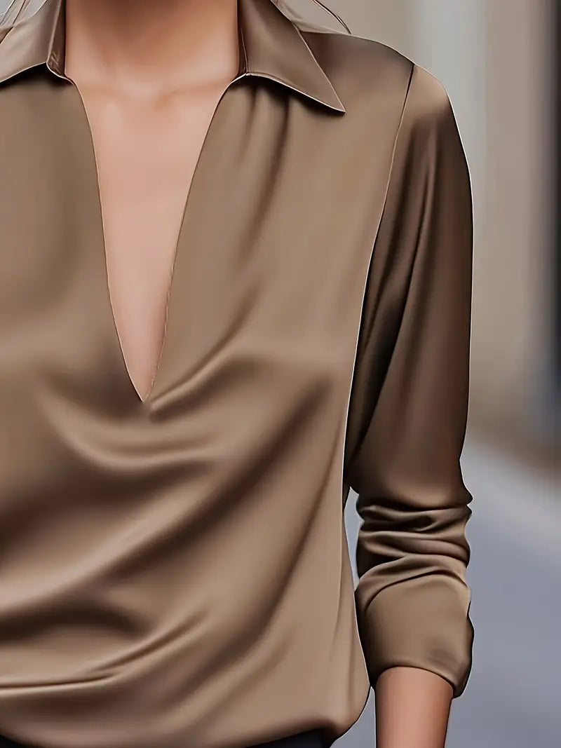 Women's V Neck Long Sleeve Blouse