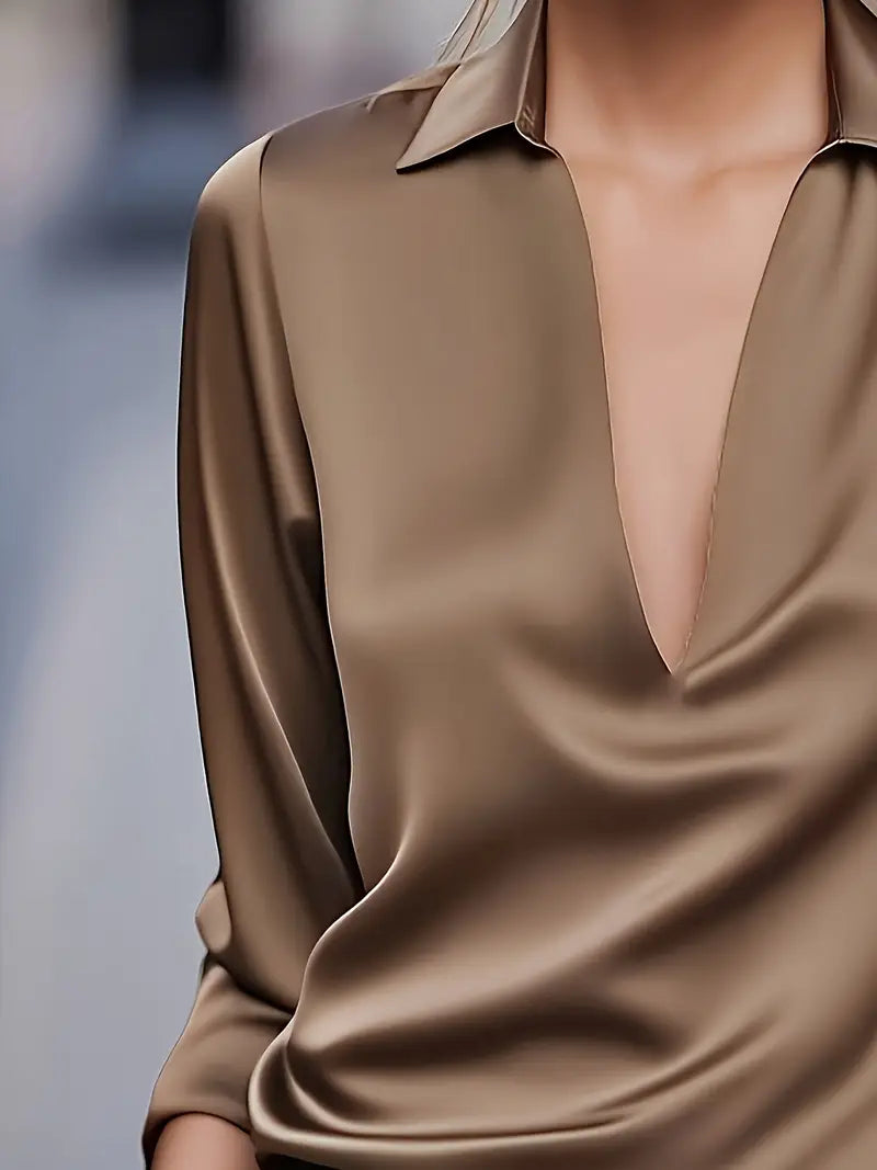 Women's V Neck Long Sleeve Blouse