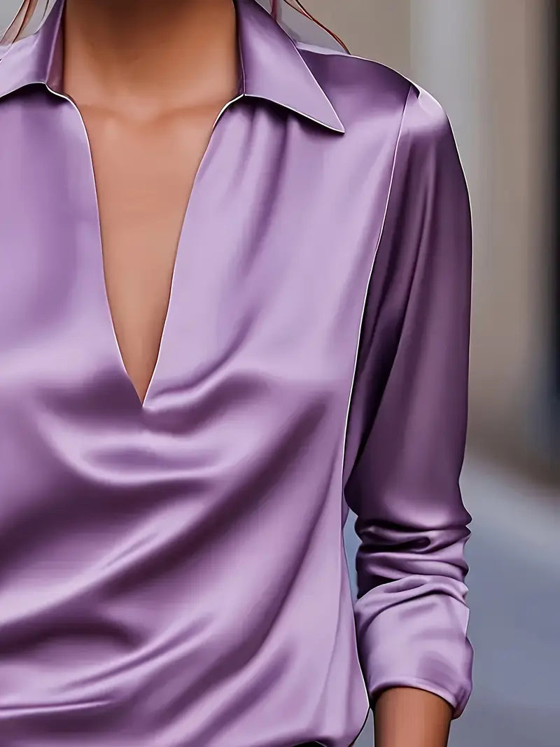 Women's V Neck Long Sleeve Blouse
