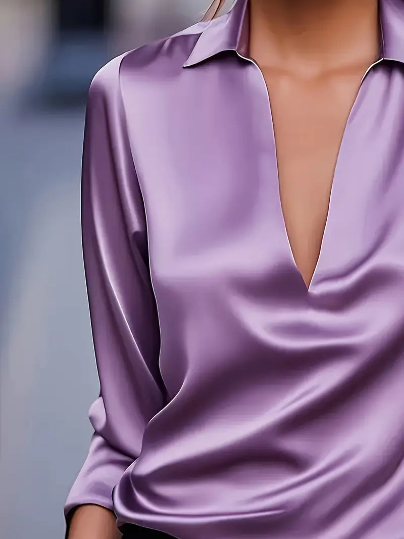 Women's V Neck Long Sleeve Blouse