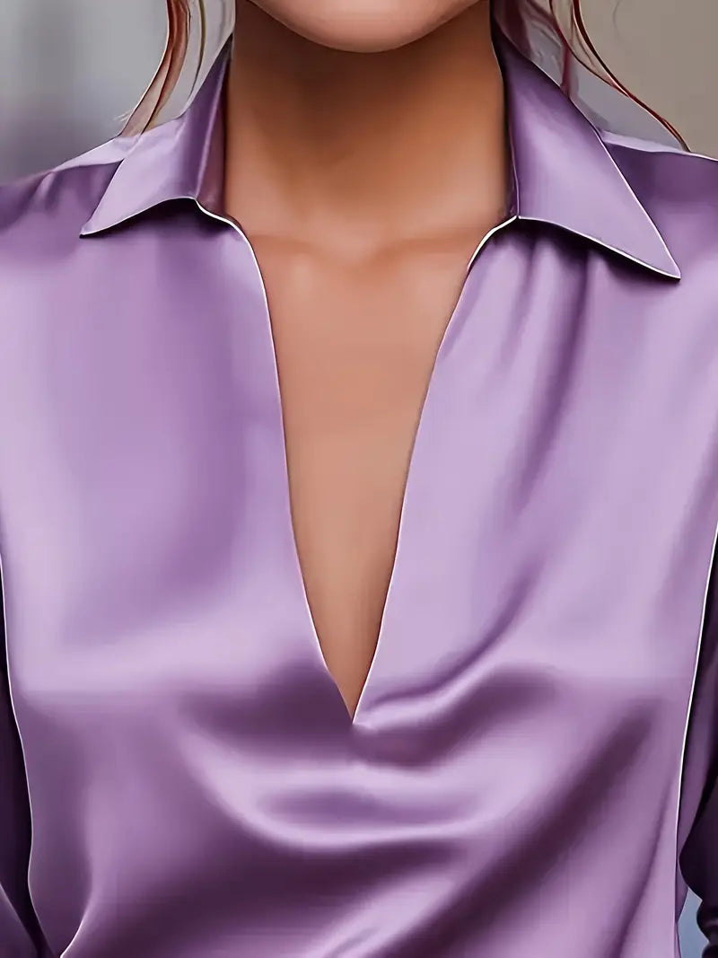 Women's V Neck Long Sleeve Blouse
