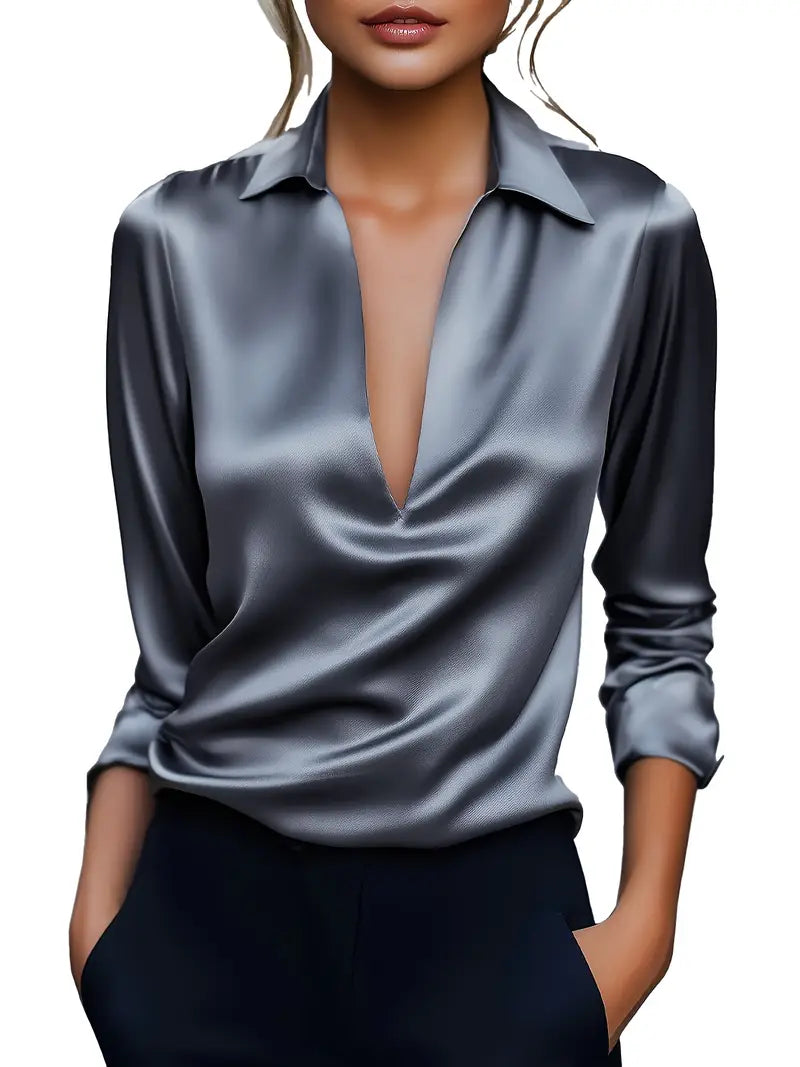 Women's V Neck Long Sleeve Blouse