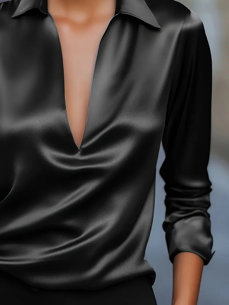 Women's V Neck Long Sleeve Blouse
