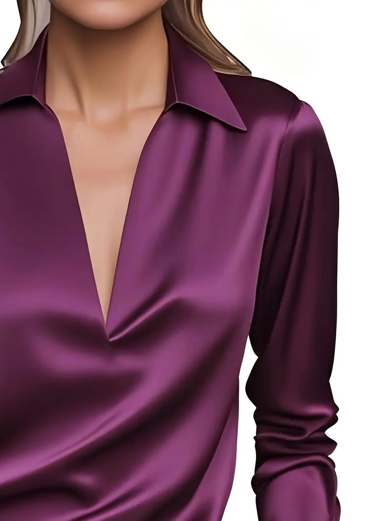 Women's V Neck Long Sleeve Blouse